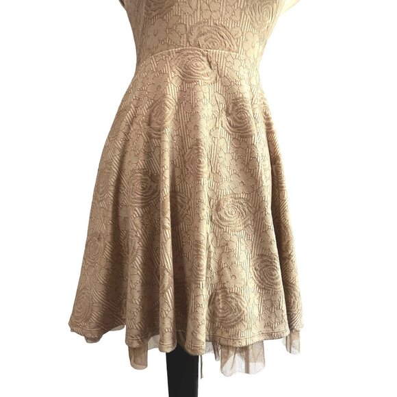Free People Rock Princess Jacquard Fit and Flare Mini Dress Sz XS Womens Cream T - Picture 9 of 16